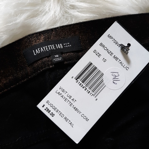 NWT Lafayette148 Bronze Metallic Jeans - Picture 7 of 7
